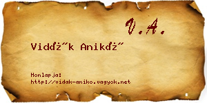 Vidák Anikó névjegykártya