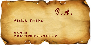 Vidák Anikó névjegykártya